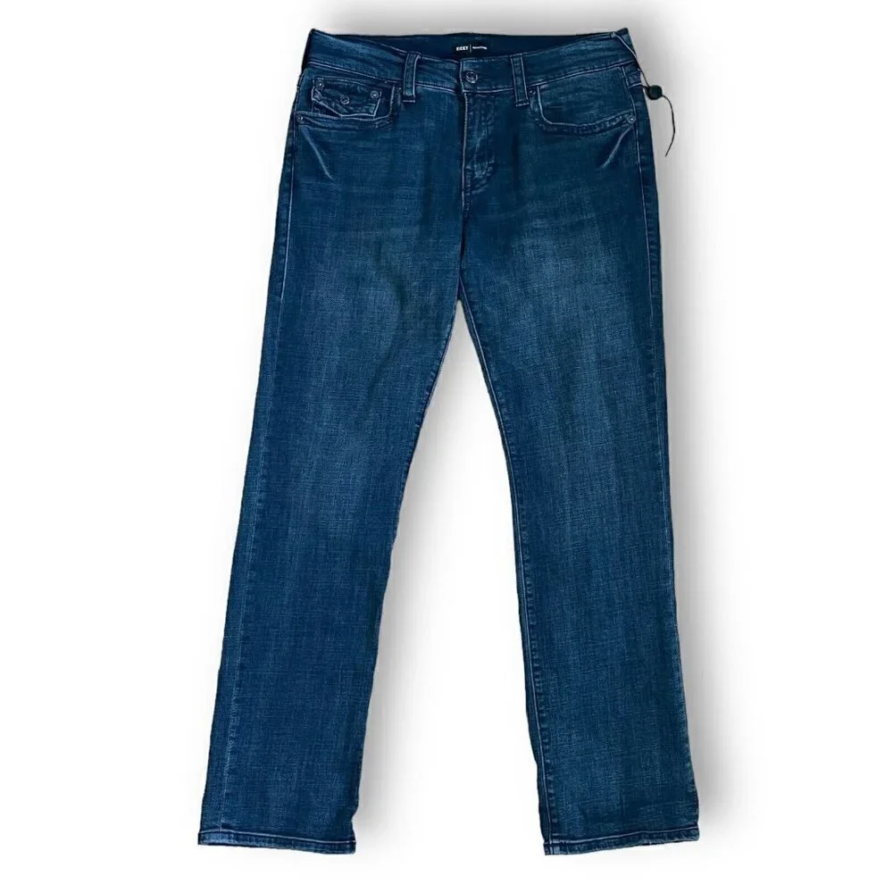 True Religion Mens Black Ricky Relaxed Fit Straight Leg Jeans Sz 32 Flap Pocket
